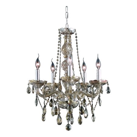 Elegant Lighting Royal Cut Smoky Golden Teak Crystal Verona 5-Light 7955D21GT-GT/RC